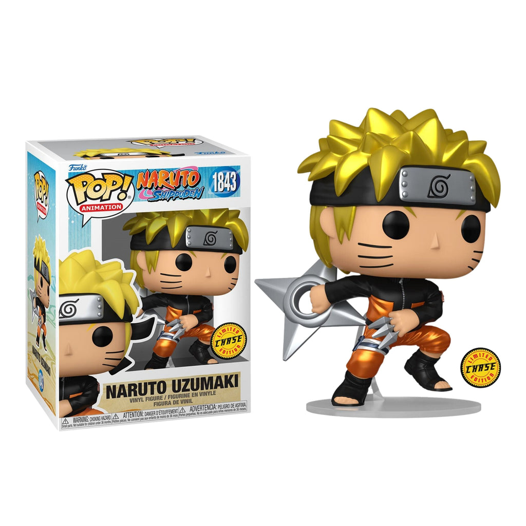 Naruto Uzumaki with Shuriken Funko Pop! Naruto Shippuden - Approx. 4 1/2" Collectible Chase Limited Edition Vinyl Figure #1843 with Display Box Protector Case