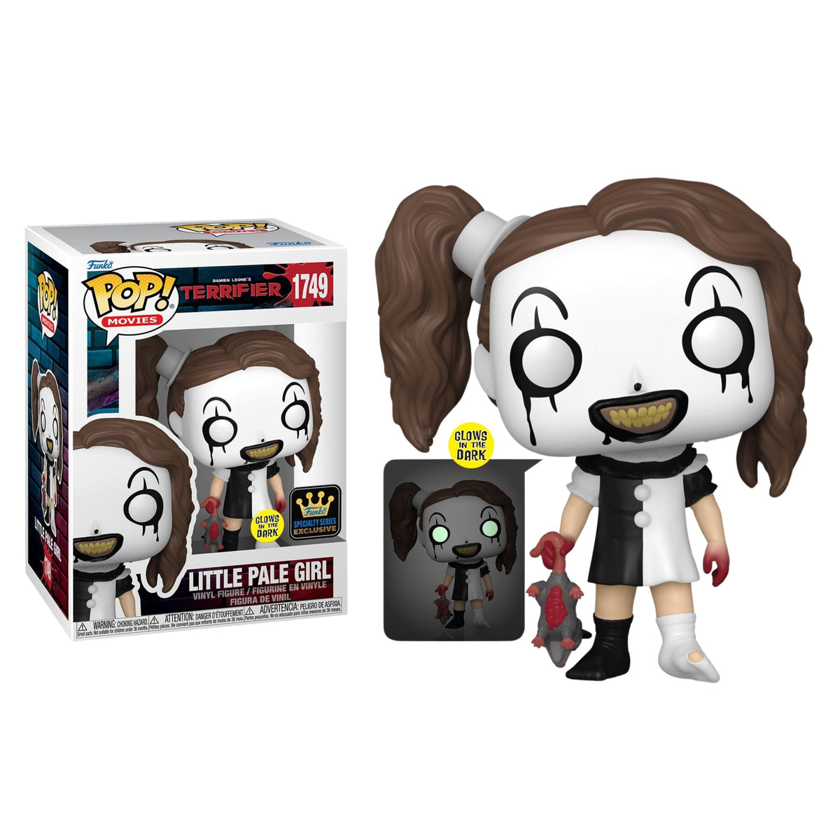 Little Pale Girl Funko Pop! Movies Damien Leone's Terrifier - Glows In The Dark Specialty Series - Approx. 4 1/4" Collectible Exclusive Vinyl Figure #1749 with Display Box Protector Case