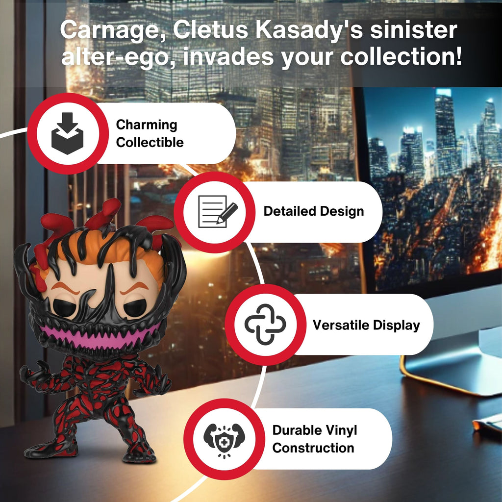 Carnage Cletus Kasady Funko Pop! Marvel Venom - Approx. 3 3/4" Collectible Vinyl Figure #367 with Display Box Protector Case