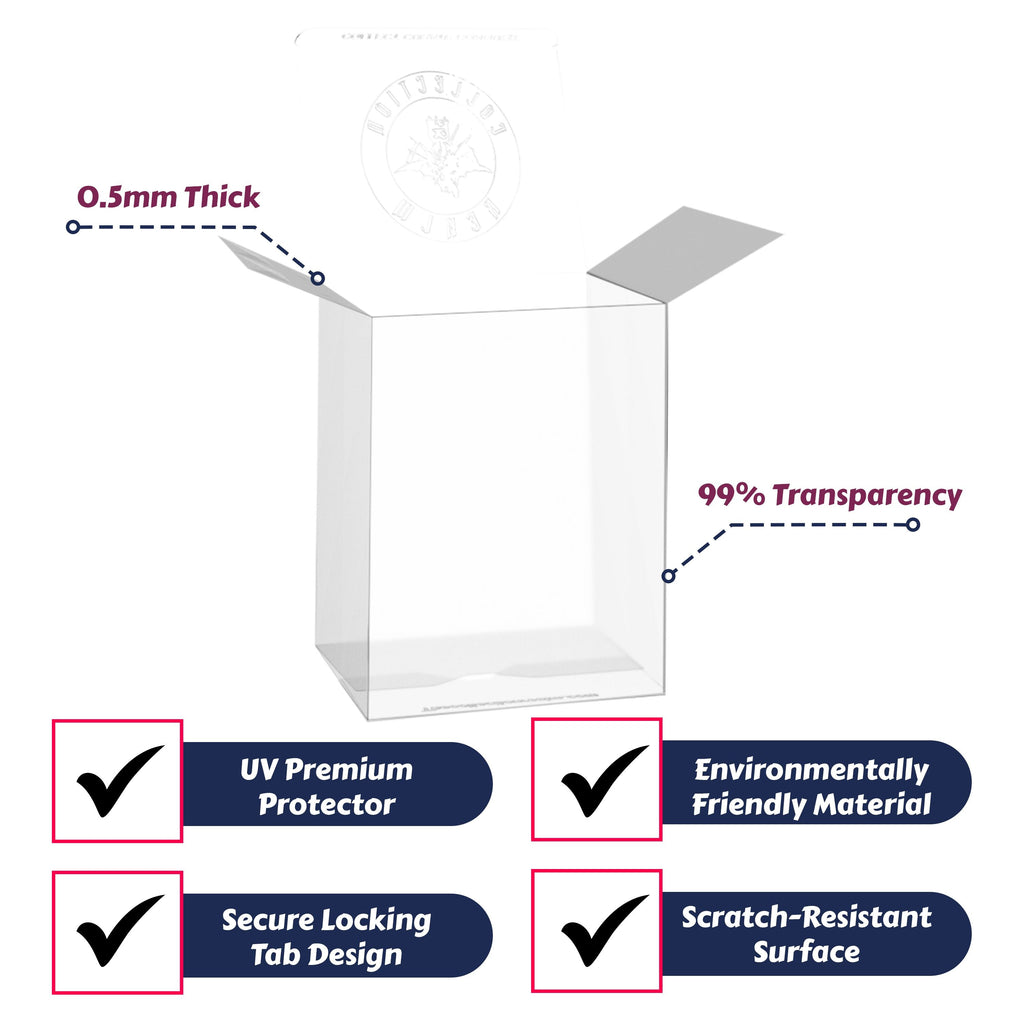 10-Pack Crystal Clear Vinyl Figure Protectors Compatible with 4-Inch Collectibles – Heavy-Duty Display Cases with 0.5mm Thickness for Water, Dust & UV Protection