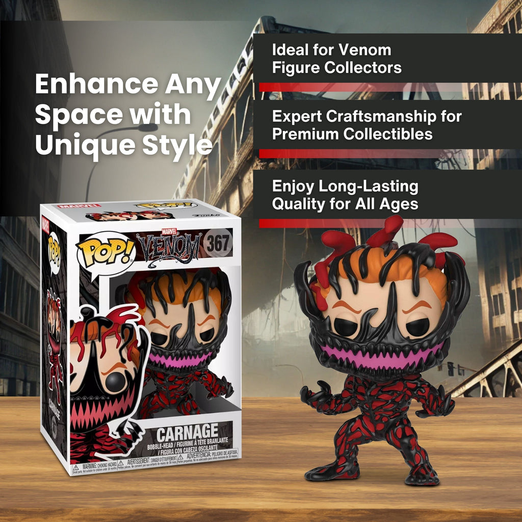 Carnage Cletus Kasady Funko Pop! Marvel Venom - Approx. 3 3/4" Collectible Vinyl Figure #367 with Display Box Protector Case