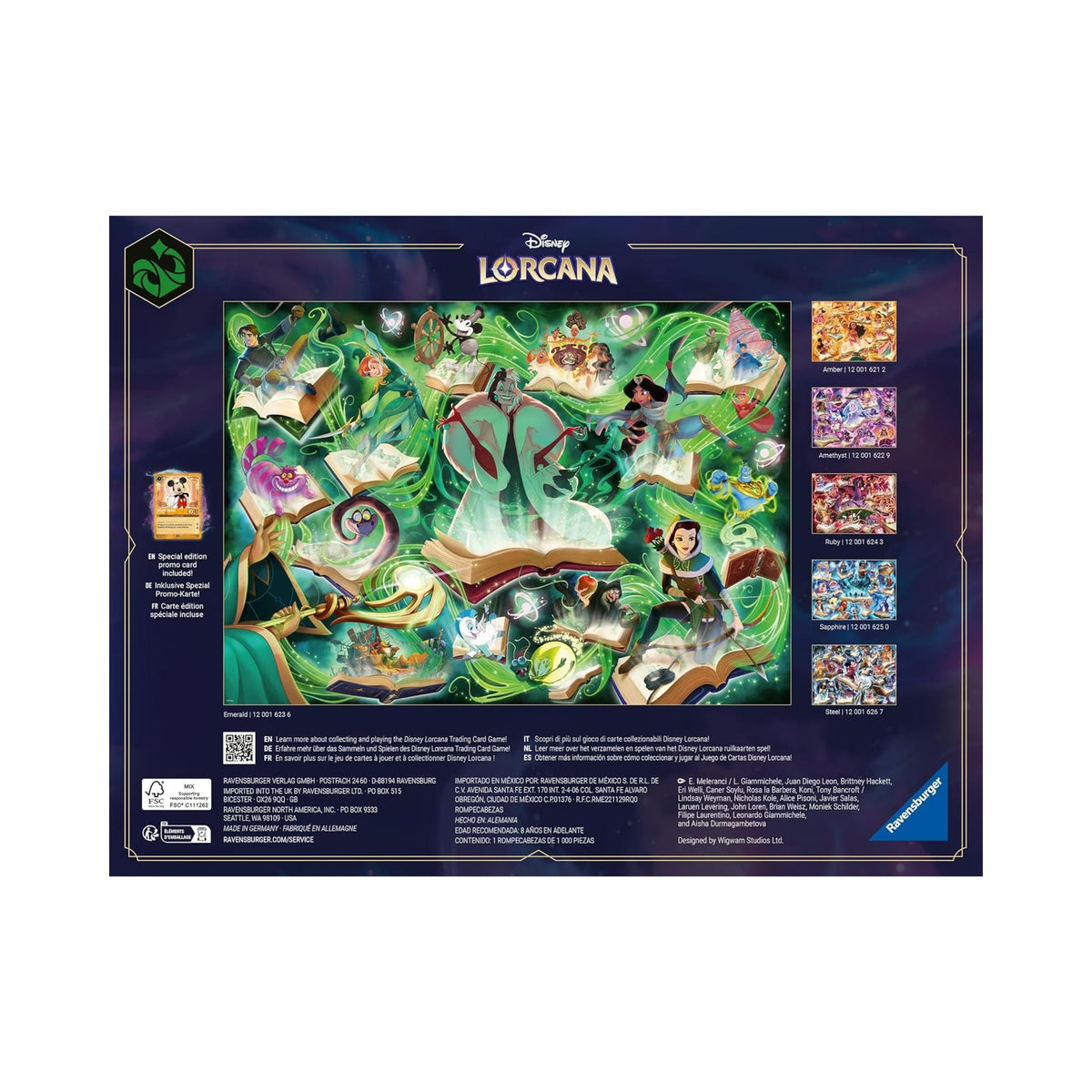 Disney Lorcana TCG Glimmers of the Realm Emerald 1000 Piece Puzzle by Ravensburger | Disney Lorcana Jigsaw Puzzle | Ravensburger Disney Puzzle for Adults | Premium Disney Collector Puzzle