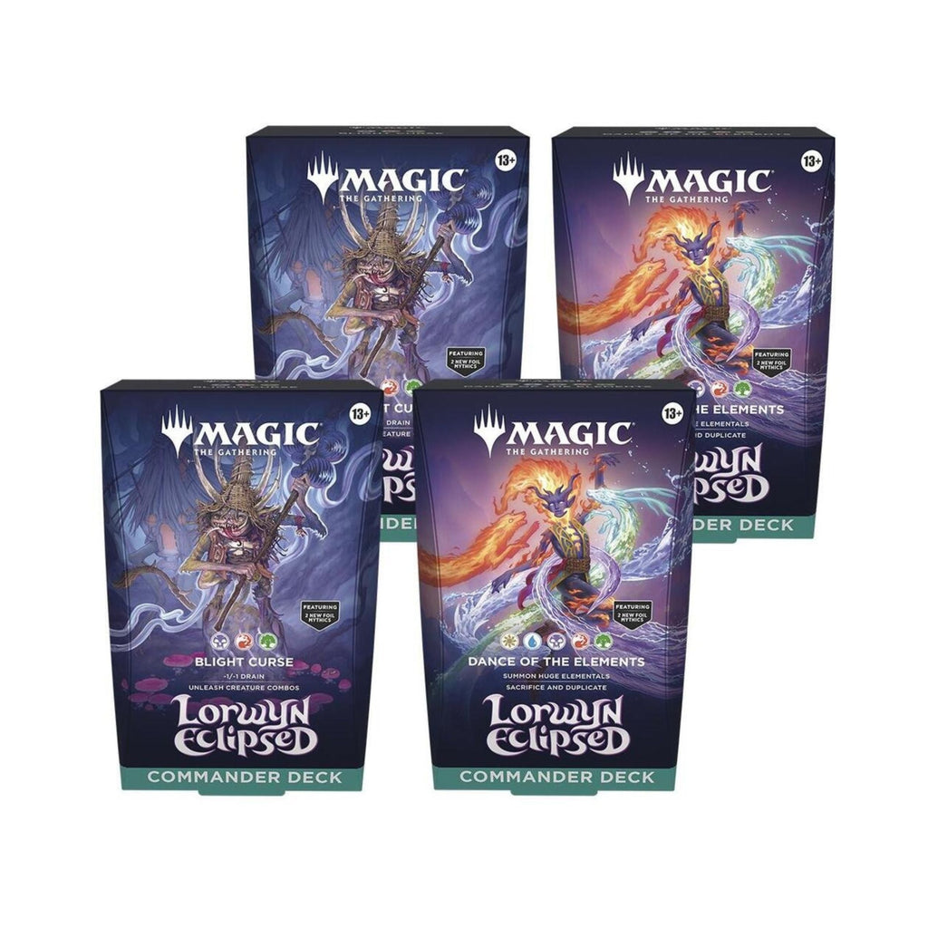 Magic: The Gathering TCG Lorwyn Eclipsed - Commander Deck Set of 4 (2 Blight Curse and 2 Dance Of The Elements)