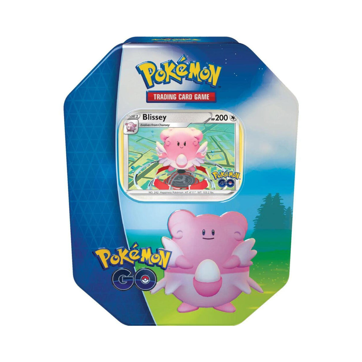 Pokemon TCG Pokemon GO Blissey Tin with Pokemon Card Packs and Featured Card