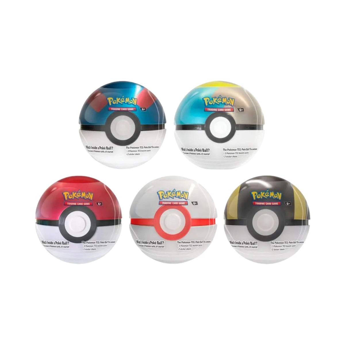 Pokemon TCG Pokeball Mystery Tin with 3 Booster Packs and 2 Sticker Sheets - 1 Pokeball