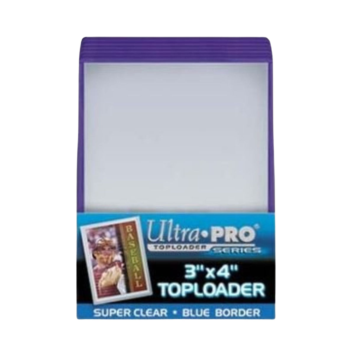 Ultra Pro Standard 3" x 4" Top Loader – Blue Super Clear Card Holder with Colored Border | Protects Cards up to 2.5" x 3.5" | Durable Trading Card Sleeve for Collectors