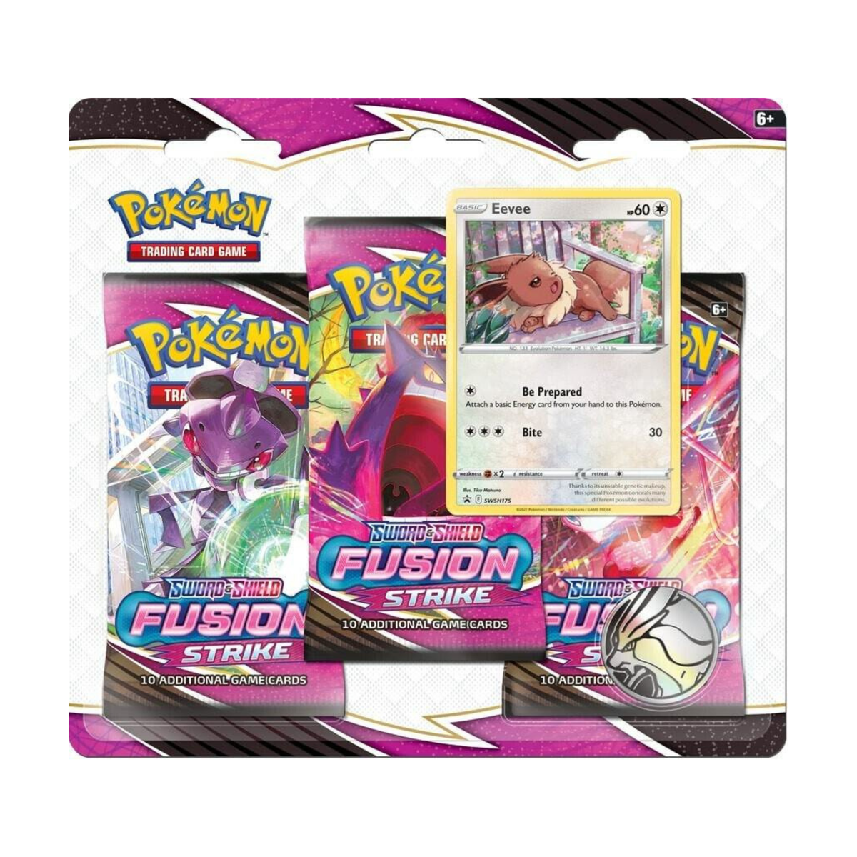 Pokemon TCG Sword and Shield Fusion Strike 3 Pack Blister Booster Packs Promo Card