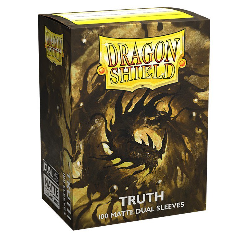 Dragon Shield Standard Matte Dual Sleeves Truth 100 Count – Clear Front, Textured Matte Back, Fully Opaque Black Interior, Premium Standard Size Card Sleeves for MTG, Pokémon, Lorcana, Flesh and Blood