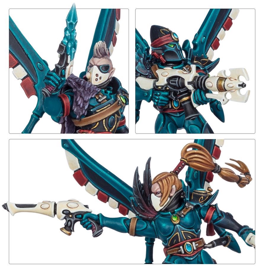 Warhammer 40,000 Aeldari Corsair Skyreavers Miniatures Set – 5 Customizable Plastic Figures with Jump Packs & Weapon Options for Warhammer 40K