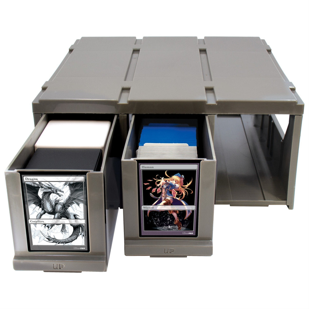 Ultra PRO PRO-Storage 3-Drawer Organizer for Trading Cards | Acid-Free, Non-PVC Card Storage Box with 9 Dividers | Holds Sleeved Cards, Toploaders & ONE-TOUCH Cases | Stackable Storage Solution
