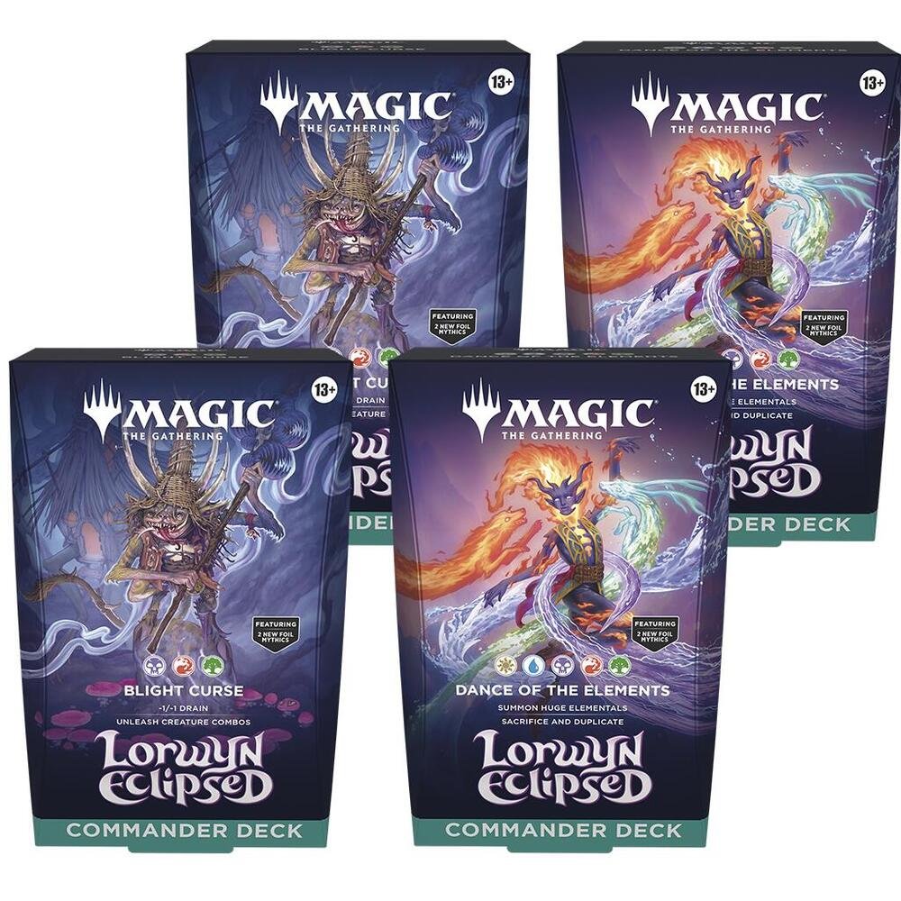 Magic: The Gathering TCG Lorwyn Eclipsed - Commander Deck Set of 4 (2 Blight Curse and 2 Dance Of The Elements)