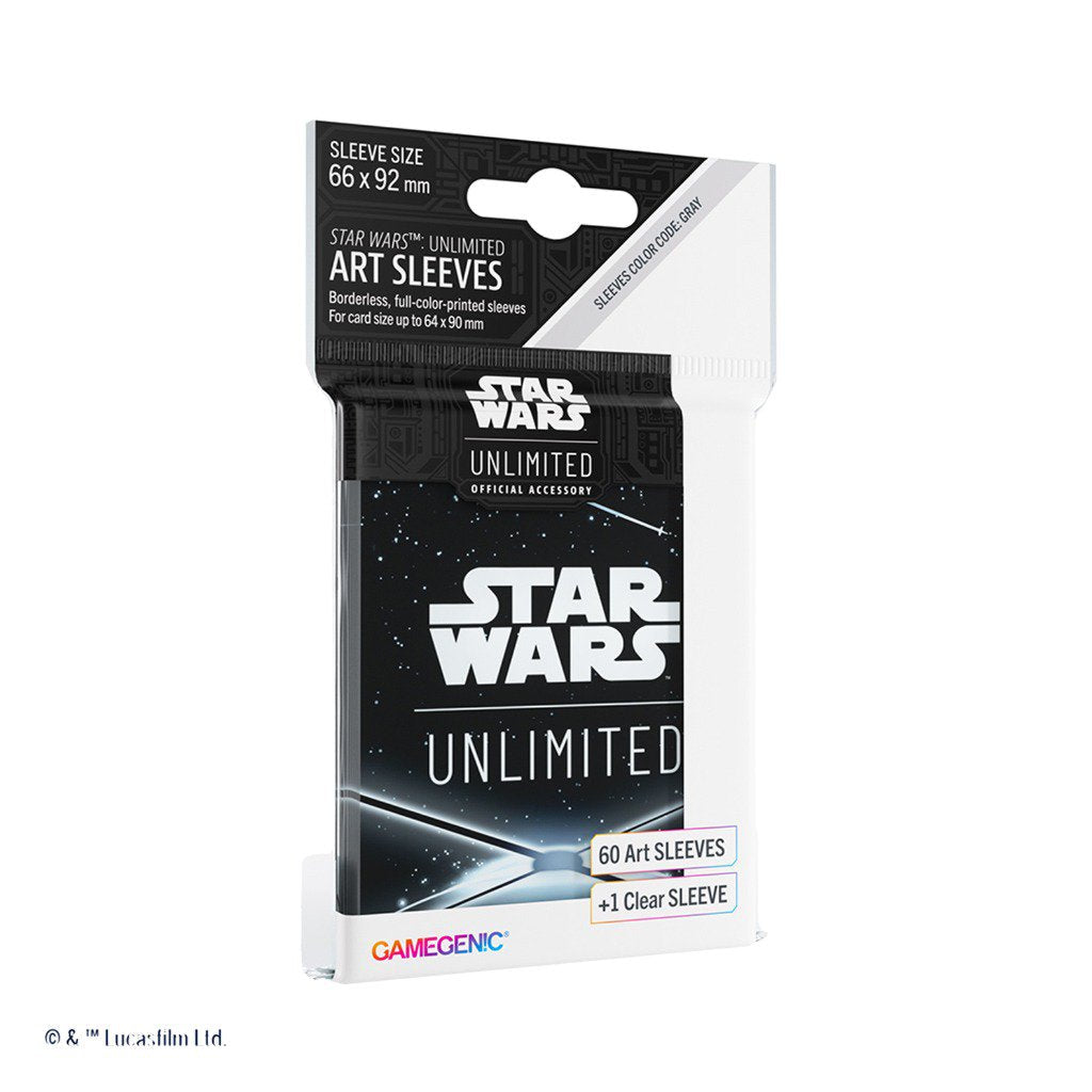 Star Wars Unlimited Art Sleeves Card Back Black, 60 Standard Size Card Sleeves with Clear Leader Sleeve, Durable TCG Card Protectors for Star Wars Unlimited and Standard Card Games