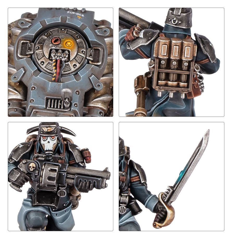 Warhammer 40,000 Astra Militarum Death Korps of Krieg Combat Engineers Set – 5+1 Plastic Miniatures Kit with Customisable Weapons, Remote Mine, Transfer Sheet, Citadel Bases