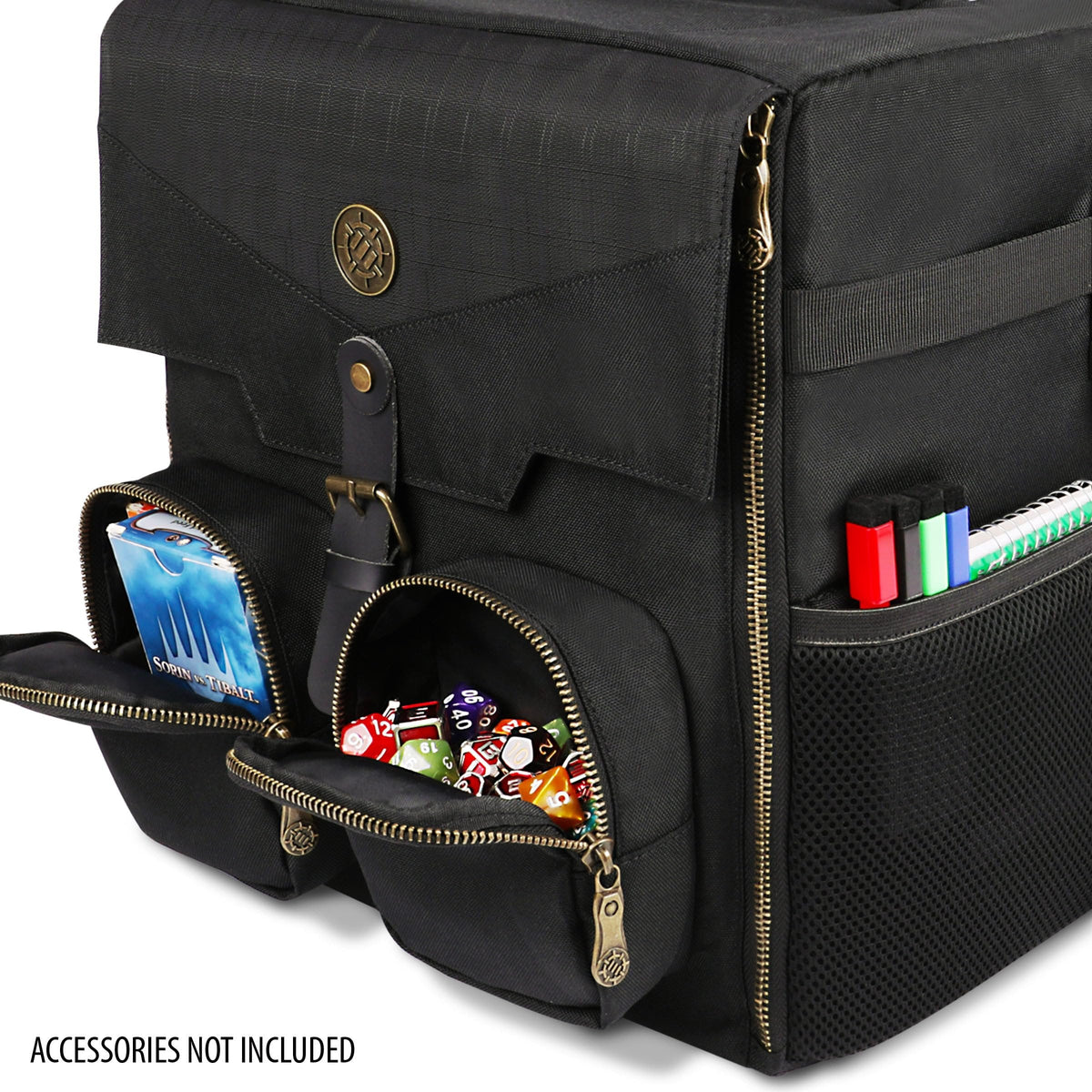 ENHANCE Board Game Shoulder Bag - Reinforced Board Game Storage with Padded Shoulder Strap and Accessories Pockets for Dice, Cards, More - Carrier Protects Tabletop Adventures