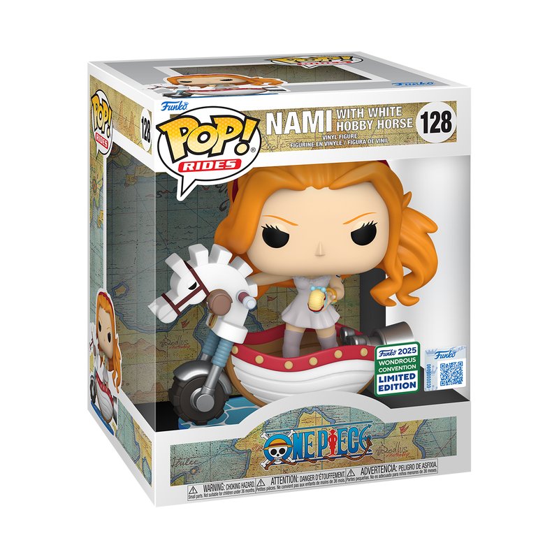 Nami with White Hobby Horse #128 Funko Pop! Rides Deluxe One Piece - WonderCon 2025 Exclusive SHARED Sticker - Approx. 4.3" Collectible Vinyl Figure