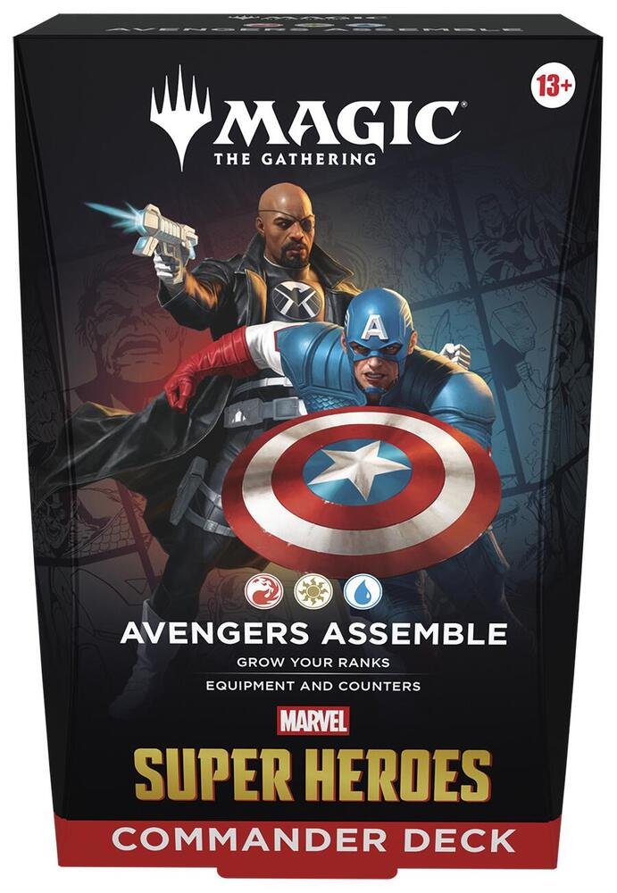 Magic: The Gathering Marvel Super Heroes Commander Deck - Avengers Assemble – Ready-to-Play 100-Card Deck, 30 New Cards, Collectible MTG Commander Deck with Tokens, Deck Box & Strategy Guide