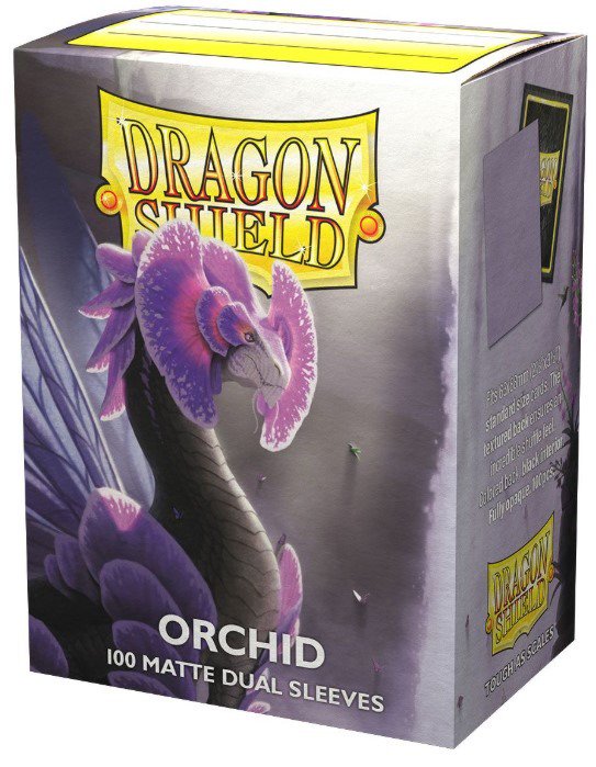 Dragon Shield Dual Matte Sleeves Orchid 100 Count, Standard Size Card Sleeves with Textured Matte Back, Black Interior, Clear Front, Protective Sleeves for MTG, Pokémon, Lorcana & TCG Cards