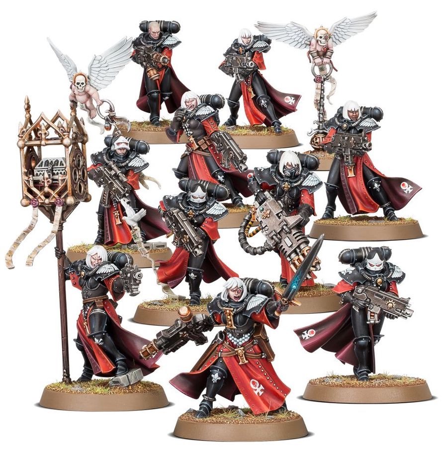 Warhammer 40K Combat Patrol Adepta Sororitas Army Set – 27 Multipart Plastic Miniatures, Sisters of Battle Warhammer 40,000 Starter & Expansion Box with Canoness and Celestian Sacresants