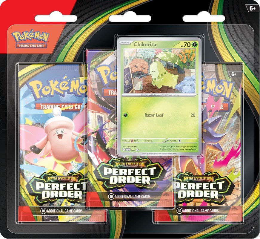 Pokemon TCG: Mega Evolutions ME3 - Perfect Order 3-Pack Blister | Trading Cards Booster Pack, Collectible Pokemon Cards, TCG Card Deck & Anime Cards Set