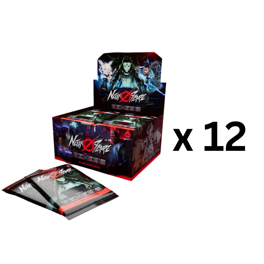 Neuroscape Genesis Unlimited Booster Box Case | 24 Booster Displays with 24 Packs Each | 15 Cards per Pack | Cyberpunk Trading Card Game | Exclusive Serialized Sourcecode Cards | Competitive TCG Collectible