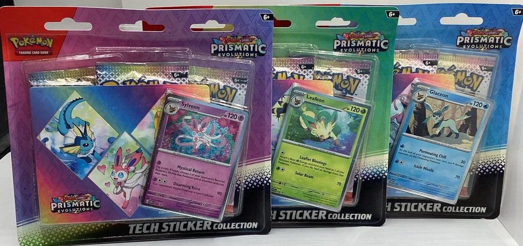 Pokemon TCG Prismatic Evolutions Tech Sticker Collection - Set of 3 Factory Sealed