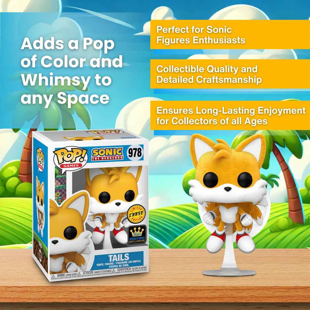 Tails Funko Pop! Games Sonic The Hedgehog - Specialty Series Exclusive - Chase Limited Edition Vinyl Figure #978 with Display Box Protector Case