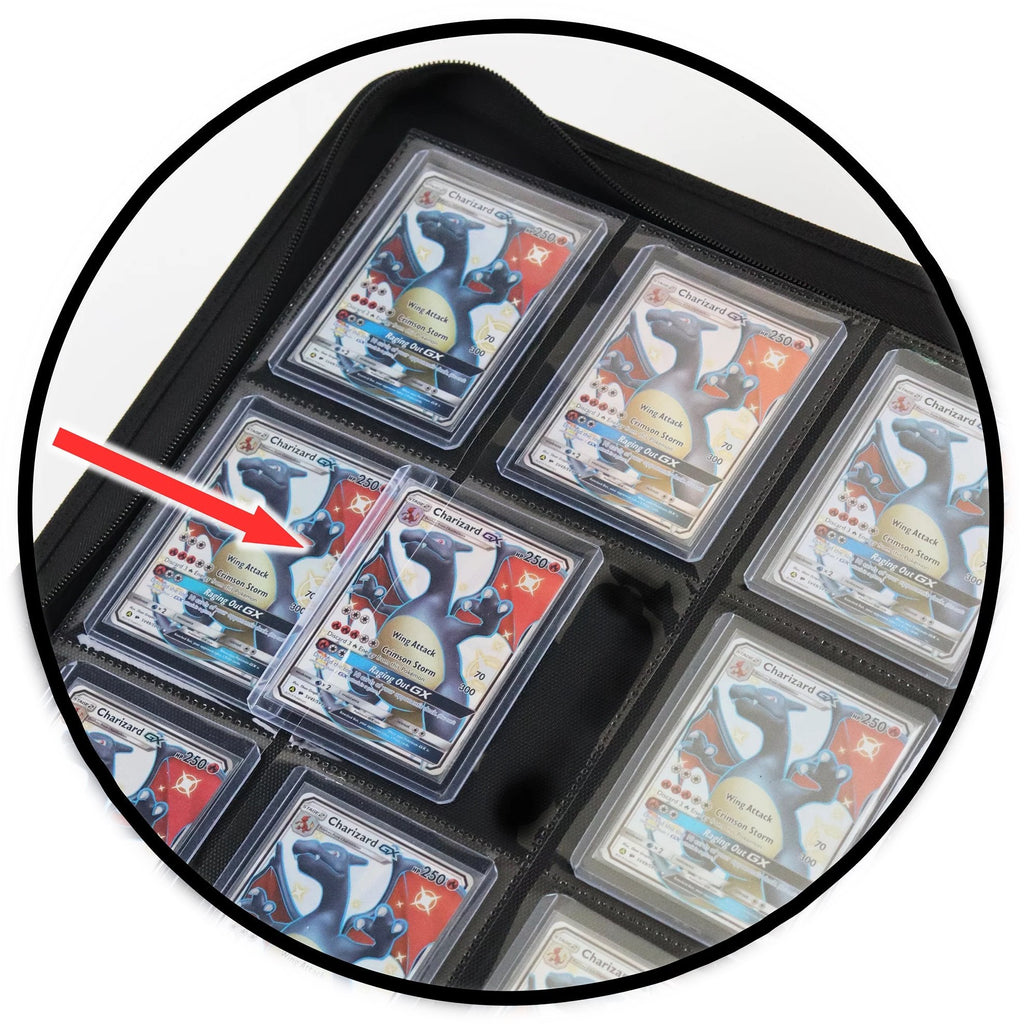 TopDeck Top Loader Binder for 216 Cards, 9 Pocket Side Loading Trading Card Album, Premium PU Leather Binder with Zipper, Acid-Free Non-PVC Pages, Compatible with Standard Toploaders for Sports & TCG Cards
