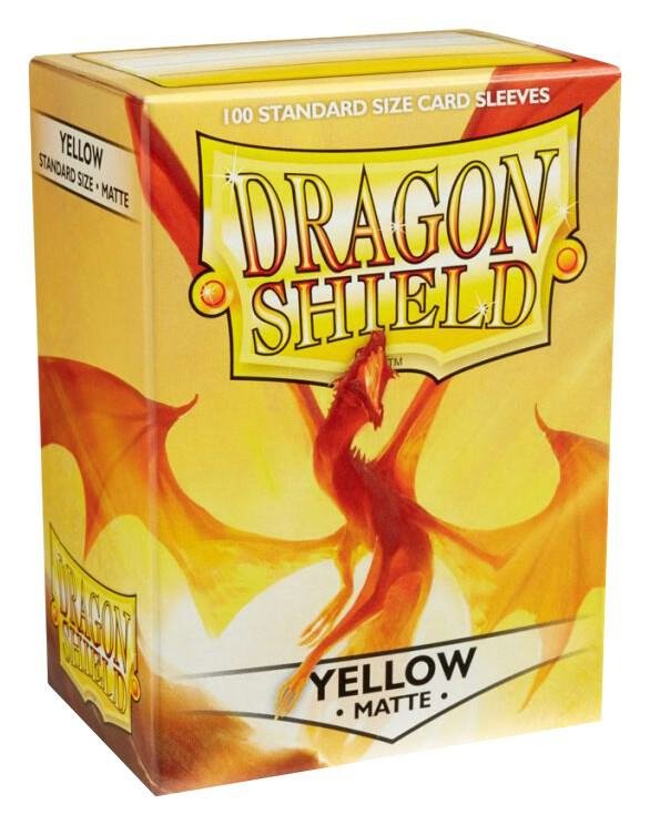 Dragon Shield Card Sleeves Yellow Matte Standard Size Trading Card Protectors, 100ct