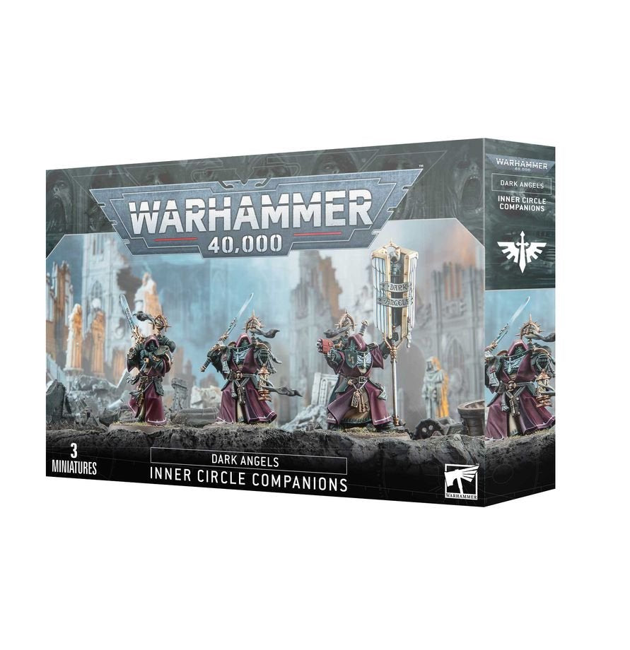 Warhammer 40K Dark Angels Inner Circle Companions – 3 Elite Melee Veterans Miniatures with Calibanite Greatswords, Customizable Poses & Transfer Sheet