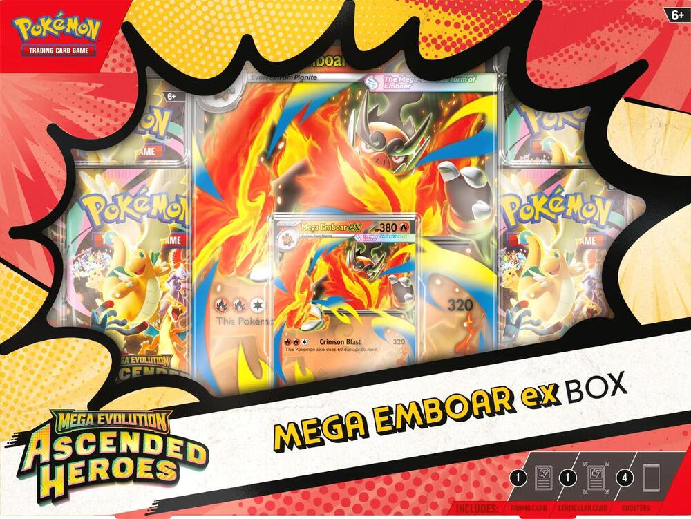 Pokemon TCG Mega Evolution Ascended Heroes Mega Emboar ex Box Trading Card Game Set