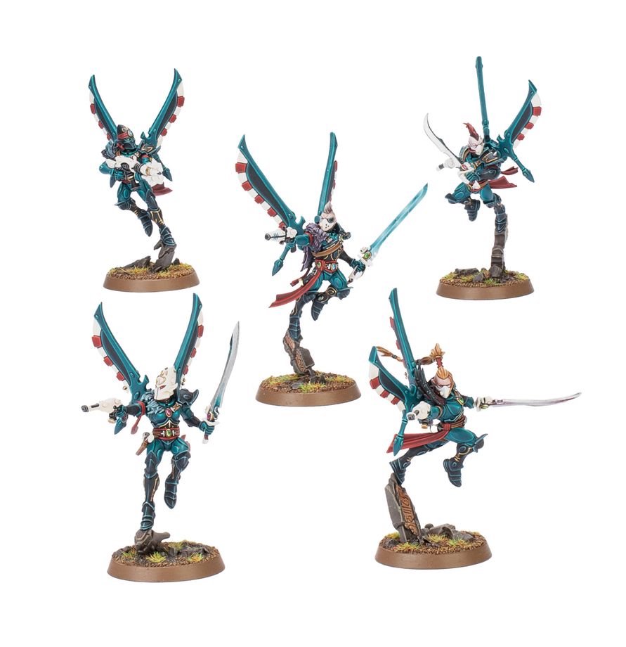 Warhammer 40,000 Aeldari Corsair Skyreavers Miniatures Set – 5 Customizable Plastic Figures with Jump Packs & Weapon Options for Warhammer 40K