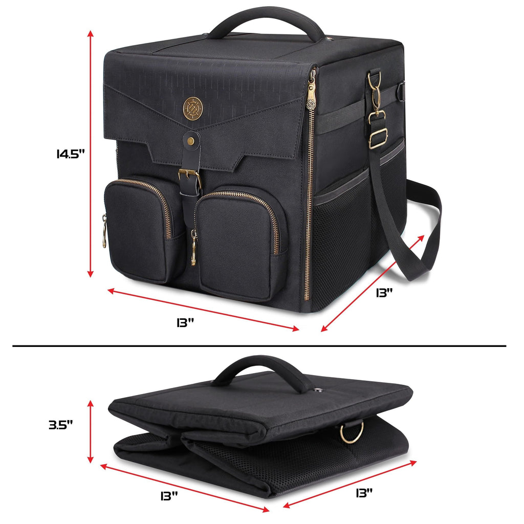 ENHANCE Board Game Shoulder Bag - Reinforced Board Game Storage with Padded Shoulder Strap and Accessories Pockets for Dice, Cards, More - Carrier Protects Tabletop Adventures